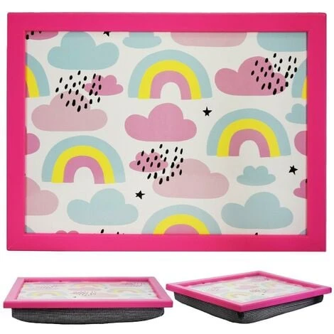 MTS Large Wooden Soft Padded Cushioned Bean Bag Lap Dinner Laptop Food TV Tray (Rainbow) 1 MTS Large Wooden Soft Padded Cushioned Bean Bag Lap Dinner Laptop Food TV Tray (Rainbow)