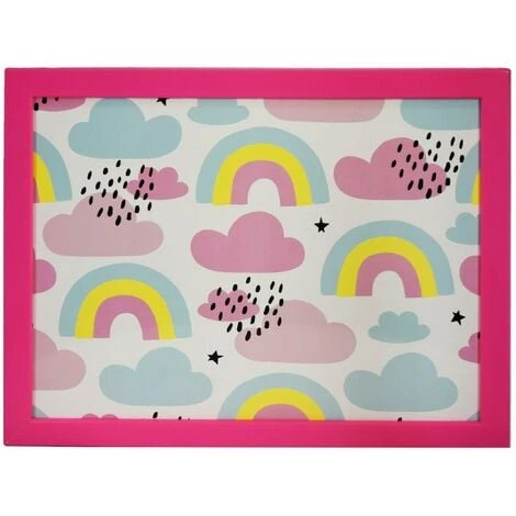 MTS Large Wooden Soft Padded Cushioned Bean Bag Lap Dinner Laptop Food TV Tray (Rainbow) 2 MTS Large Wooden Soft Padded Cushioned Bean Bag Lap Dinner Laptop Food TV Tray (Rainbow) - Image 2