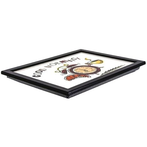 The Magic Toy Shop Large Wooden Soft Padded Cushioned Bean Bag Lap Dinner Laptop Food TV Tray (Good Morning) 3 The Magic Toy Shop Large Wooden Soft Padded Cushioned Bean Bag Lap Dinner Laptop Food TV Tray (Good Morning) - Image 3