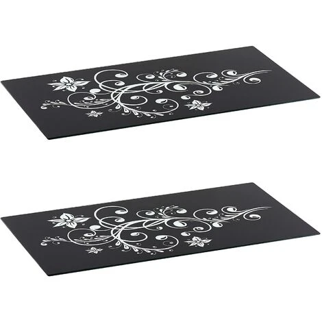 Geezy Set Of 2 Black Glass Chopping Board Induction Ceramic Hob Cover Worktop Saver 2 Geezy Set Of 2 Black Glass Chopping Board Induction Ceramic Hob Cover Worktop Saver - Image 2
