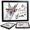 The Magic Toy Shop Large Wooden Soft Padded Cushioned Bean Bag Lap Dinner Laptop Food TV Tray (Llama)