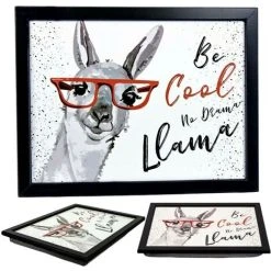 The Magic Toy Shop Large Wooden Soft Padded Cushioned Bean Bag Lap Dinner Laptop Food TV Tray (Llama)