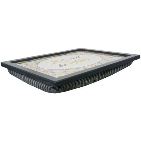 The Magic Toy Shop Large Wooden Soft Padded Cushioned Bean Bag Lap Dinner Laptop Food TV Tray (Smile And Be Happy) 3 The Magic Toy Shop Large Wooden Soft Padded Cushioned Bean Bag Lap Dinner Laptop Food TV Tray (Smile And Be Happy) - Image 3