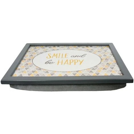 The Magic Toy Shop Large Wooden Soft Padded Cushioned Bean Bag Lap Dinner Laptop Food TV Tray (Smile And Be Happy) 4 The Magic Toy Shop Large Wooden Soft Padded Cushioned Bean Bag Lap Dinner Laptop Food TV Tray (Smile And Be Happy) - Image 4