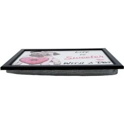 The Magic Toy Shop Wooden Pug Design Soft Padded Cushioned Bean Bag Lap Dinner Laptop Food Tray -Vonshef shop 71178186 5