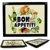 The Magic Toy Shop Large Wooden Soft Padded Cushioned Bean Bag Lap Dinner Laptop Food TV Tray (Bon Appetit)