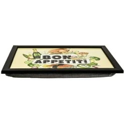 The Magic Toy Shop Large Wooden Soft Padded Cushioned Bean Bag Lap Dinner Laptop Food TV Tray (Bon Appetit) -Vonshef shop 71178228 4