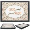 The Magic Toy Shop Large Wooden Soft Padded Cushioned Bean Bag Lap Dinner Laptop Food TV Tray (Good Food Good Mood)