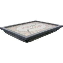 The Magic Toy Shop Large Wooden Soft Padded Cushioned Bean Bag Lap Dinner Laptop Food TV Tray (Good Food Good Mood) -Vonshef shop 71178233 3