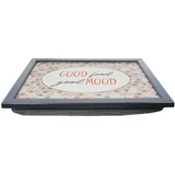The Magic Toy Shop Large Wooden Soft Padded Cushioned Bean Bag Lap Dinner Laptop Food TV Tray (Good Food Good Mood) -Vonshef shop 71178233 4