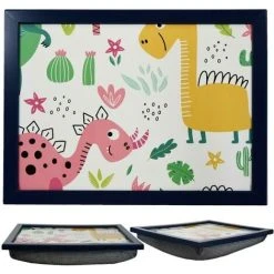 MTS Large Wooden Soft Padded Cushioned Bean Bag Lap Dinner Laptop Food TV Tray (Dinosaurs)