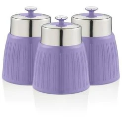 Swan Retro Set Of 3 Canisters Purple