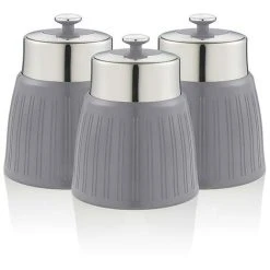 Swan Retro Set Of 3 Canisters Grey