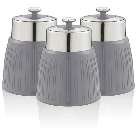 Swan Retro Set Of 3 Canisters Grey 1 Swan Retro Set Of 3 Canisters Grey