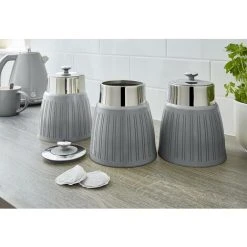 Swan Retro Set Of 3 Canisters Grey 6 Swan Retro Set Of 3 Canisters Grey -Vonshef shop 71245255 3