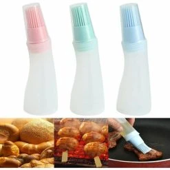 JOORRT 3 Piece Oil Bottle With Silicone Grill Brush, Silicone Oil Bottle With Brush, Grill Brush, Oil Sauce Bottle With Brush Set, For Grilling, Baking, Cooking