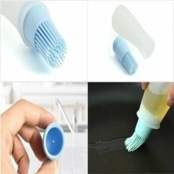 JOORRT 3 Piece Oil Bottle With Silicone Grill Brush, Silicone Oil Bottle With Brush, Grill Brush, Oil Sauce Bottle With Brush Set, For Grilling, Baking, Cooking -Vonshef shop 71245915 3