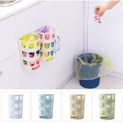 JOORRT Hanging Storage Bag, Plastic Bag Holder, Wall Mounted Grocery Bag DispenserGrey Blue 2 JOORRT Hanging Storage Bag, Plastic Bag Holder, Wall Mounted Grocery Bag DispenserGrey Blue - Image 2