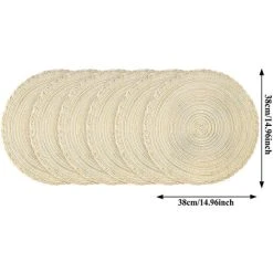 JENDREK PAUL LIMITED Round Placemats, Set Of 6 Round Woven Placemats, Heat-resistant, Braided, Non-slip And Washable, Placemats And Coasters, For Indoor And Outdoor Use Beige -Vonshef shop 71404175 4