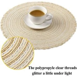 JENDREK PAUL LIMITED Round Placemats, Set Of 6 Round Woven Placemats, Heat-resistant, Braided, Non-slip And Washable, Placemats And Coasters, For Indoor And Outdoor Use Beige -Vonshef shop 71404175 5