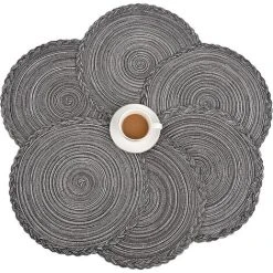 JENDREK PAUL LIMITED Round Placemats, Set Of 6 Round Woven Placemats, Heat-resistant, Braided, Non-slip And Washable, Placemats And Coasters, For Indoor And Outdoor Use Gray -Vonshef shop 71404349 3