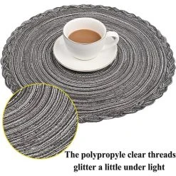 JENDREK PAUL LIMITED Round Placemats, Set Of 6 Round Woven Placemats, Heat-resistant, Braided, Non-slip And Washable, Placemats And Coasters, For Indoor And Outdoor Use Gray -Vonshef shop 71404349 5
