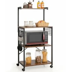 Costway 4-Tier Kitchen BakerÂ¡Â¯s Rack Industrial Utility Storage Shelf Microwave Stand