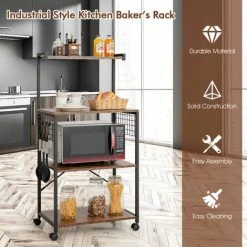 Costway 4-Tier Kitchen BakerÂ¡Â¯s Rack Industrial Utility Storage Shelf Microwave Stand -Vonshef shop 71406799 4