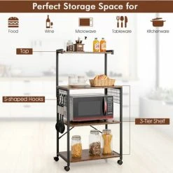 Costway 4-Tier Kitchen BakerÂ¡Â¯s Rack Industrial Utility Storage Shelf Microwave Stand -Vonshef shop 71406799 5