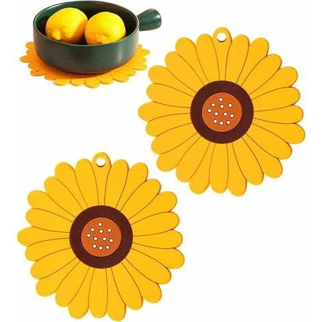 MODOU Trivets For Pots And Pans, Multi-Purpose Heat Resistant Silicone Trivets, Silicone Mats For Kitchen Counter, Hot Pot, Heat Dish, Sunflower Non-Slip Trivet, Pack Of 2 1 MODOU Trivets For Pots And Pans, Multi-Purpose Heat Resistant Silicone Trivets, Silicone Mats For Kitchen Counter, Hot Pot, Heat Dish, Sunflower Non-Slip Trivet, Pack Of 2
