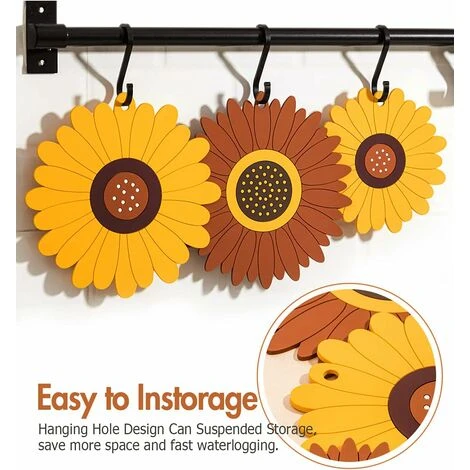 MODOU Trivets For Pots And Pans, Multi-Purpose Heat Resistant Silicone Trivets, Silicone Mats For Kitchen Counter, Hot Pot, Heat Dish, Sunflower Non-Slip Trivet, Pack Of 2 3 MODOU Trivets For Pots And Pans, Multi-Purpose Heat Resistant Silicone Trivets, Silicone Mats For Kitchen Counter, Hot Pot, Heat Dish, Sunflower Non-Slip Trivet, Pack Of 2 - Image 3