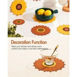 MODOU Trivets For Pots And Pans, Multi-Purpose Heat Resistant Silicone Trivets, Silicone Mats For Kitchen Counter, Hot Pot, Heat Dish, Sunflower Non-Slip Trivet, Pack Of 2 8 MODOU Trivets For Pots And Pans, Multi-Purpose Heat Resistant Silicone Trivets, Silicone Mats For Kitchen Counter, Hot Pot, Heat Dish, Sunflower Non-Slip Trivet, Pack Of 2 -Vonshef shop 71419523 4