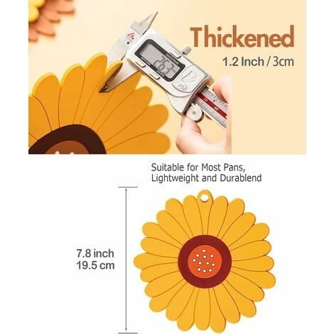 MODOU Trivets For Pots And Pans, Multi-Purpose Heat Resistant Silicone Trivets, Silicone Mats For Kitchen Counter, Hot Pot, Heat Dish, Sunflower Non-Slip Trivet, Pack Of 2 5 MODOU Trivets For Pots And Pans, Multi-Purpose Heat Resistant Silicone Trivets, Silicone Mats For Kitchen Counter, Hot Pot, Heat Dish, Sunflower Non-Slip Trivet, Pack Of 2 - Image 5