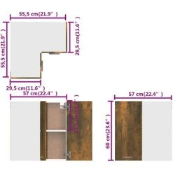Hanging Corner Cabinet Smoked Oak 57x57x60 Cm Engineered Wood VidaXL 7 Hanging Corner Cabinet Smoked Oak 57x57x60 Cm Engineered Wood VidaXL -Vonshef shop 71604566 3