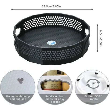 DKSFJKL Turntable, Plastic Turntable Spice Rack For Spices Condiments Kitchen Storage, Kitchen Cupboard Turntable, Spice Turntable 22.56.5cm (Black) 3 DKSFJKL Turntable, Plastic Turntable Spice Rack For Spices Condiments Kitchen Storage, Kitchen Cupboard Turntable, Spice Turntable 22.56.5cm (Black) - Image 3