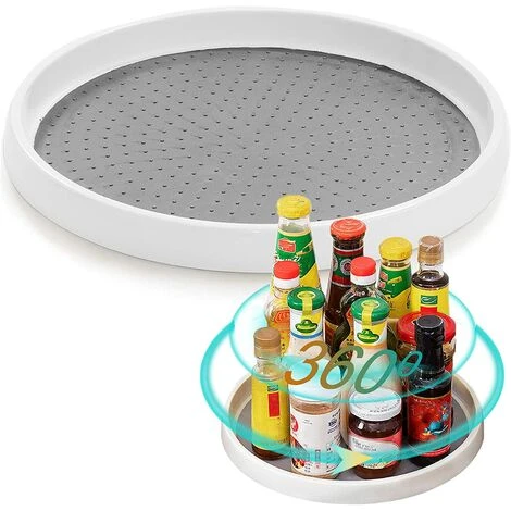 MEZHENG Rotating Tray Organizer, Rotating Spice Storage Organizer, Kitchen Cabinet Shelf Organizer, Rotating Storage Tray, White Plastic Spice Rack 1 MEZHENG Rotating Tray Organizer, Rotating Spice Storage Organizer, Kitchen Cabinet Shelf Organizer, Rotating Storage Tray, White Plastic Spice Rack