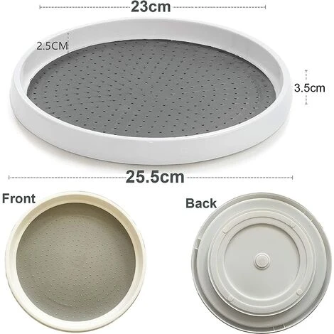 MEZHENG Rotating Tray Organizer, Rotating Spice Storage Organizer, Kitchen Cabinet Shelf Organizer, Rotating Storage Tray, White Plastic Spice Rack 3 MEZHENG Rotating Tray Organizer, Rotating Spice Storage Organizer, Kitchen Cabinet Shelf Organizer, Rotating Storage Tray, White Plastic Spice Rack - Image 3