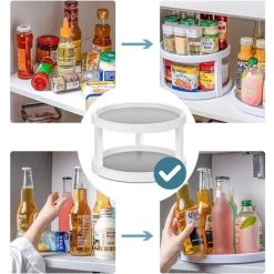 MEZHENG 2 In 1 Rotating Spice Rack Made Of BPA Free Plastic Double Layer Rotating Spice Rack With 2 Rotating Shelves For Kitchen Bathroom Storage Jar Spice Storage -Vonshef shop 72508526 5