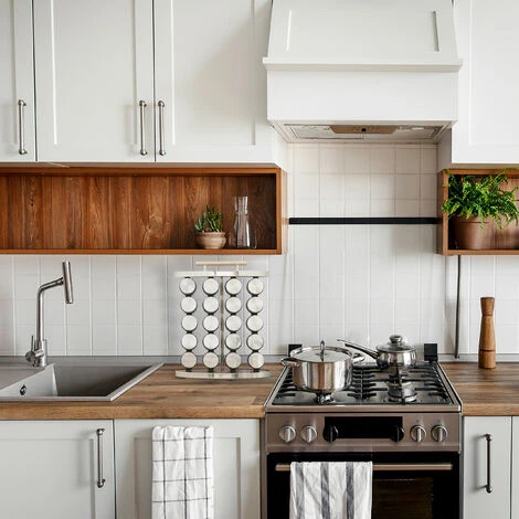 Relaxdays Spice Rack, 20 Glass Jars, Stainless Steel, H X W X D: 35 X 28 X 12 Cm, Silver/Natural 5 Relaxdays Spice Rack, 20 Glass Jars, Stainless Steel, H X W X D: 35 X 28 X 12 Cm, Silver/Natural - Image 5