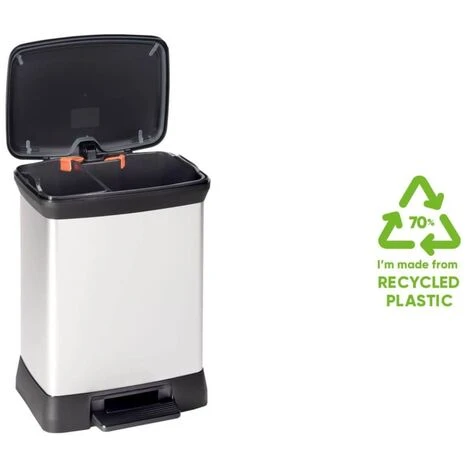 Duo Pedal Bin Deco 10L+18L Silver Curver 1 Duo Pedal Bin Deco 10L+18L Silver Curver