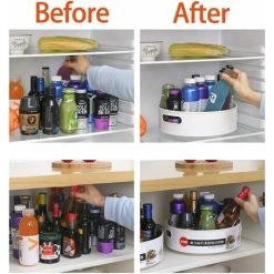 DKSFJKL Revolving Tray, Plastic Turning Spice Rack For Spices Condiments Kitchen Storage, White (30 X 10cm) -Vonshef shop 72583596 3