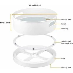 DKSFJKL Revolving Tray, Plastic Turning Spice Rack For Spices Condiments Kitchen Storage, White (30 X 10cm) -Vonshef shop 72583596 4