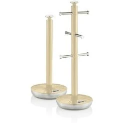 Swan Towel Pole And Mug Tree Set Cream
