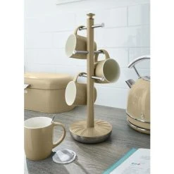 Swan Towel Pole And Mug Tree Set Cream -Vonshef shop 72609282 4