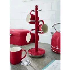 Swan Towel Pole And Mug Tree Set Red -Vonshef shop 72609283 4