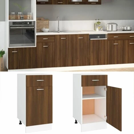 Drawer Bottom Cabinet Brown Oak 40x46x81.5 Cm Engineered Wood VidaXL 2 Drawer Bottom Cabinet Brown Oak 40x46x81.5 Cm Engineered Wood VidaXL - Image 2