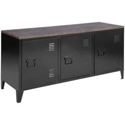 URBAN MEUBLE Meuble Bas Cabinet Métal Noir,avec Plateau En MDF -Vonshef shop 74437079 3