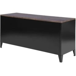 URBAN MEUBLE Meuble Bas Cabinet Métal Noir,avec Plateau En MDF -Vonshef shop 74437079 4