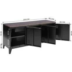 URBAN MEUBLE Meuble Bas Cabinet Métal Noir,avec Plateau En MDF -Vonshef shop 74437079 5
