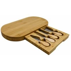 TEETOK Bamboo Wooden Chopping Board Food Cutting And Serving Cheese Boards With Knives